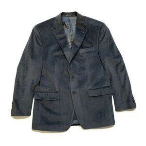 NEW Chaps Herringbone Velvet Velour Blazer Sport Jacket Coat Two Button Gray 40R